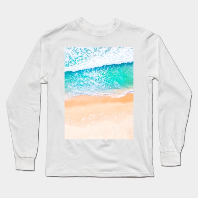 Blue sea waves, Calm blue ocean, Summer sky, Clear blue sky, Baby Blue, Water, Beach, Beach sand Long Sleeve T-Shirt by snowshade